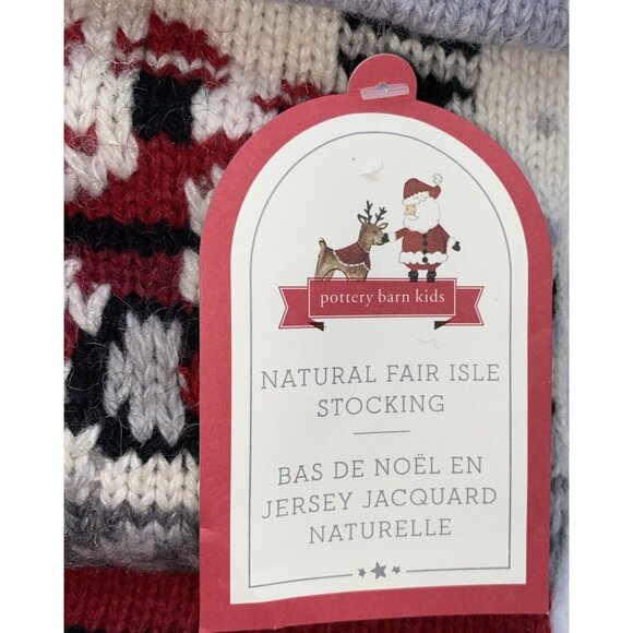 Pottery Barn Kids Train Natural Fair Isle Wool Stocking Monogramming Error 27 in - Picture 3 of 15